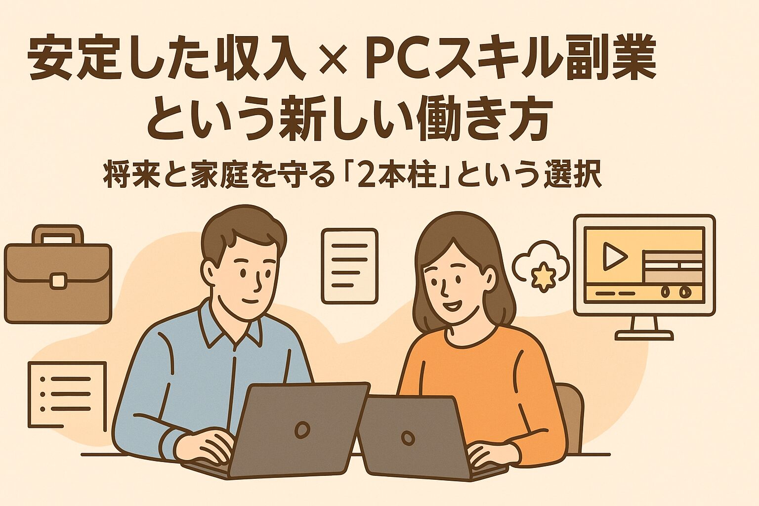 安定した収入 × PCスキル副業という新しい働き方｜将来と家庭を守る「2本柱」という選択